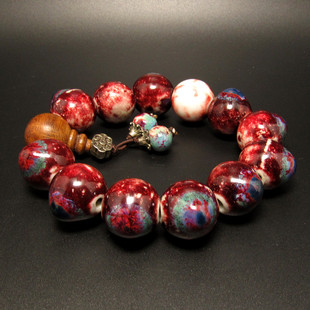 杂项文玩创汇期钧瓷窑变珠子佛珠男款手钏个性时尚手链民族风手串