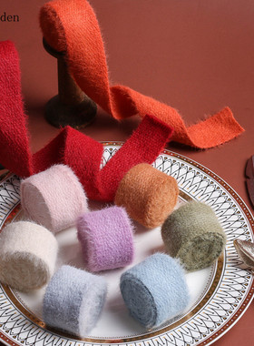 2.5/4CM韩国针织毛绒织带 DIY蝴蝶结发饰丝带材料毛须边编织缎带