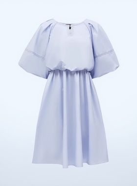 VM国内代购蓝色白色圆领五分袖宽松休闲纯棉连衣裙女 32326Z046