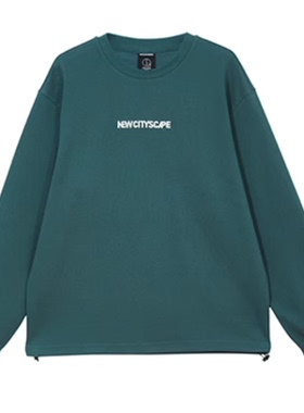 JJ国内代购绿色黑色圆领百搭字母宽松套头休闲卫衣男 223433068