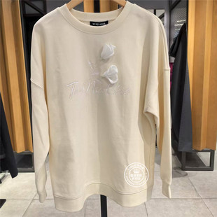 VM国内代购纯色圆领立体花朵套头宽松休闲卫衣上衣女 123308013