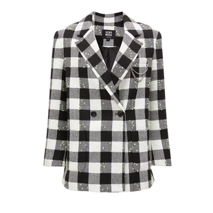 VM国内代购黑白格纹春款宽松休闲百搭西服外套女 323308008