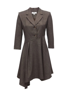 VM国内代购棕色收腰不规则七分袖西装式连衣裙女 32317C009