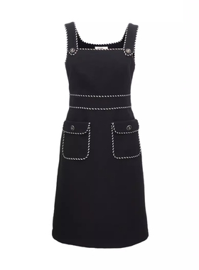 VM国内代购黑色小香风收腰百搭粗花呢吊带连衣裙女 32347A001