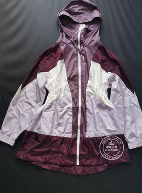 OL国内代购紫色拼色百搭休闲连帽中长薄风衣外套女 119136578