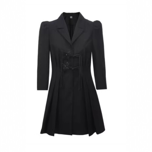 VM国内代购黑色收腰七分袖百搭通勤国风西装连衣裙女 3231SZ011