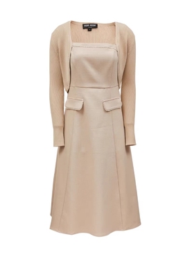 VM国内代购卡其色黑色百搭针织披肩吊带连衣裙两件套女 32337C021