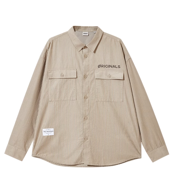 JJ国内代购卡其色翻领百搭廓形宽松休闲长袖衬衫男 2241OS010