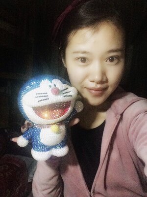 大笑叮当猫挥手贴钻猫机器猫