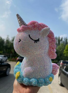 diy粘钻美少女独角兽送礼存钱罐