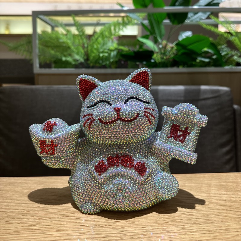恭喜发财猫咪DIY贴钻存钱罐硬币零钱罐招财猫储蓄罐店铺开业礼品