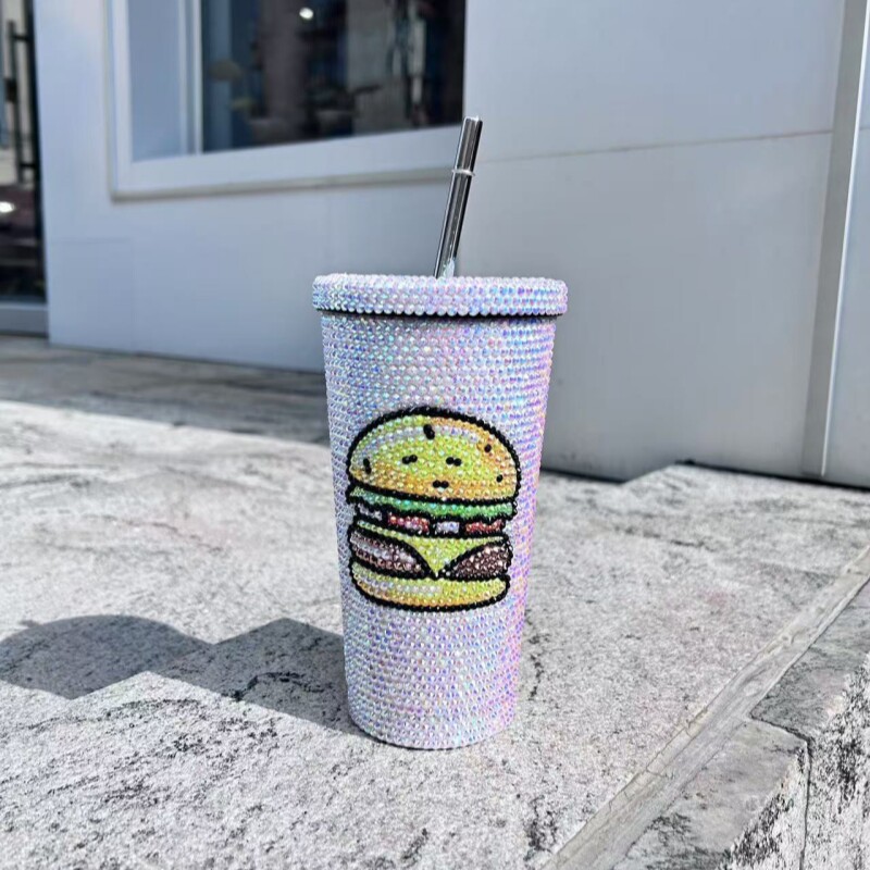汉堡包杯子手工DIY贴钻水杯粘钻