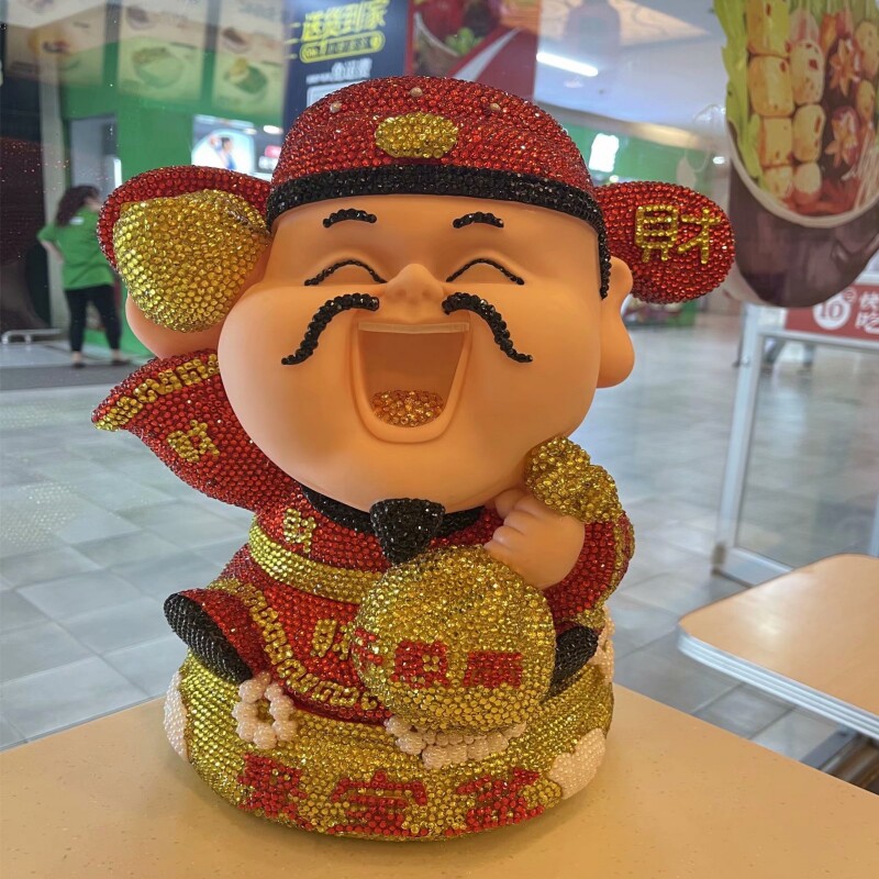手工贴钻财神爷摆件粘钻存钱罐发财送礼节日送礼品储蓄罐开业旺财