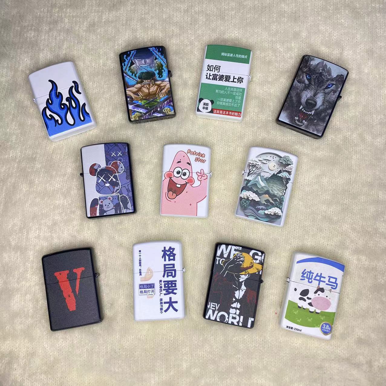 煤油打火机网红创意个性卡通双面式 磨砂国潮可爱原装ins时尚情侣