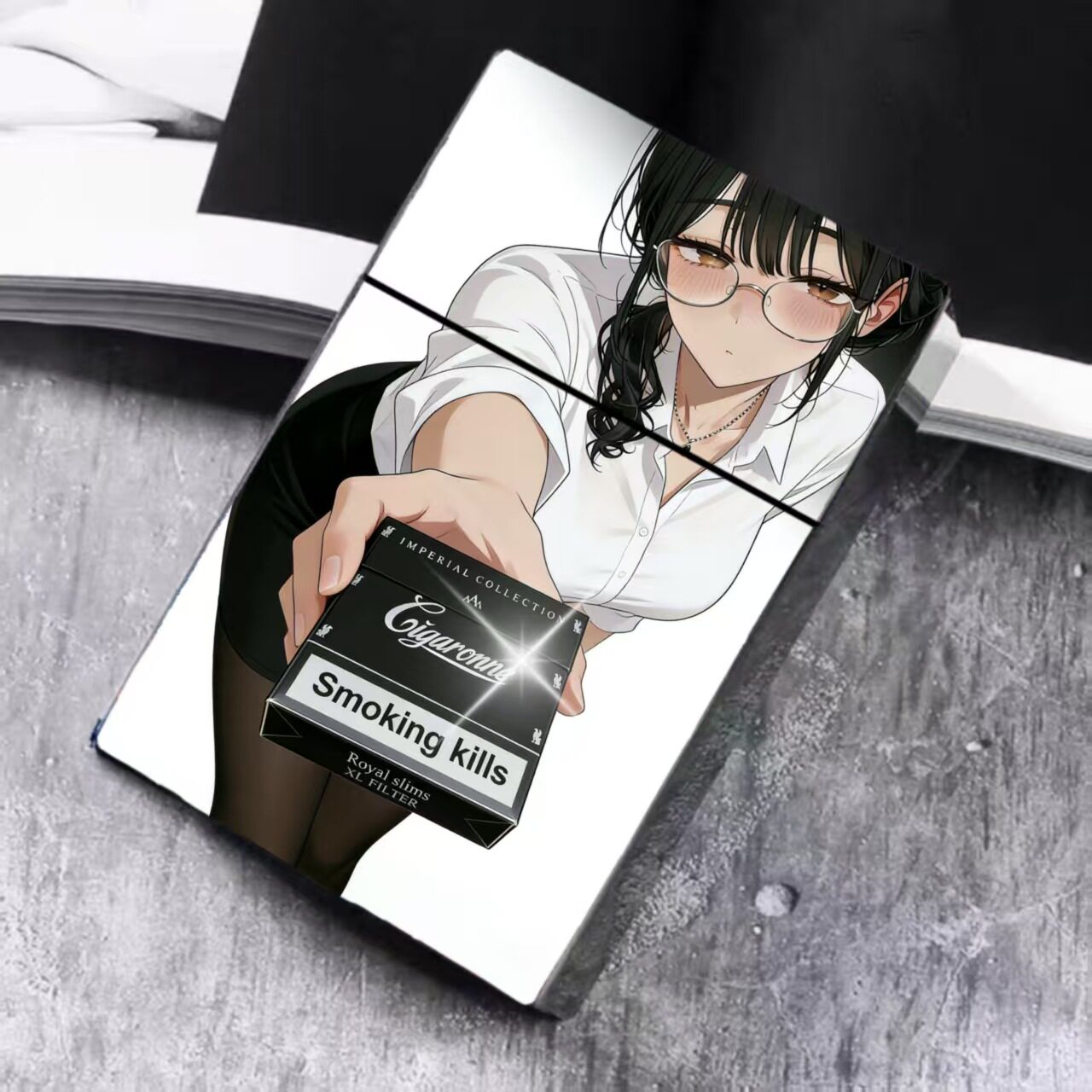 创意美女中华收藏镭射卡片盒香烟盒按压自动弹盖可装20支香烟盒礼