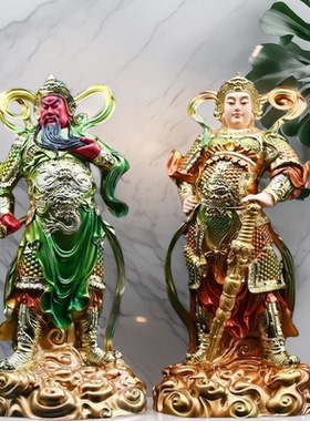 新款铜彩树脂精工韦陀伽蓝佛像韦驮关公菩萨护法居家供奉家用摆件