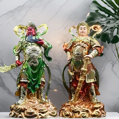 新款铜彩树脂精工韦陀伽蓝佛像韦驮关公菩萨护法居家供奉家用摆件