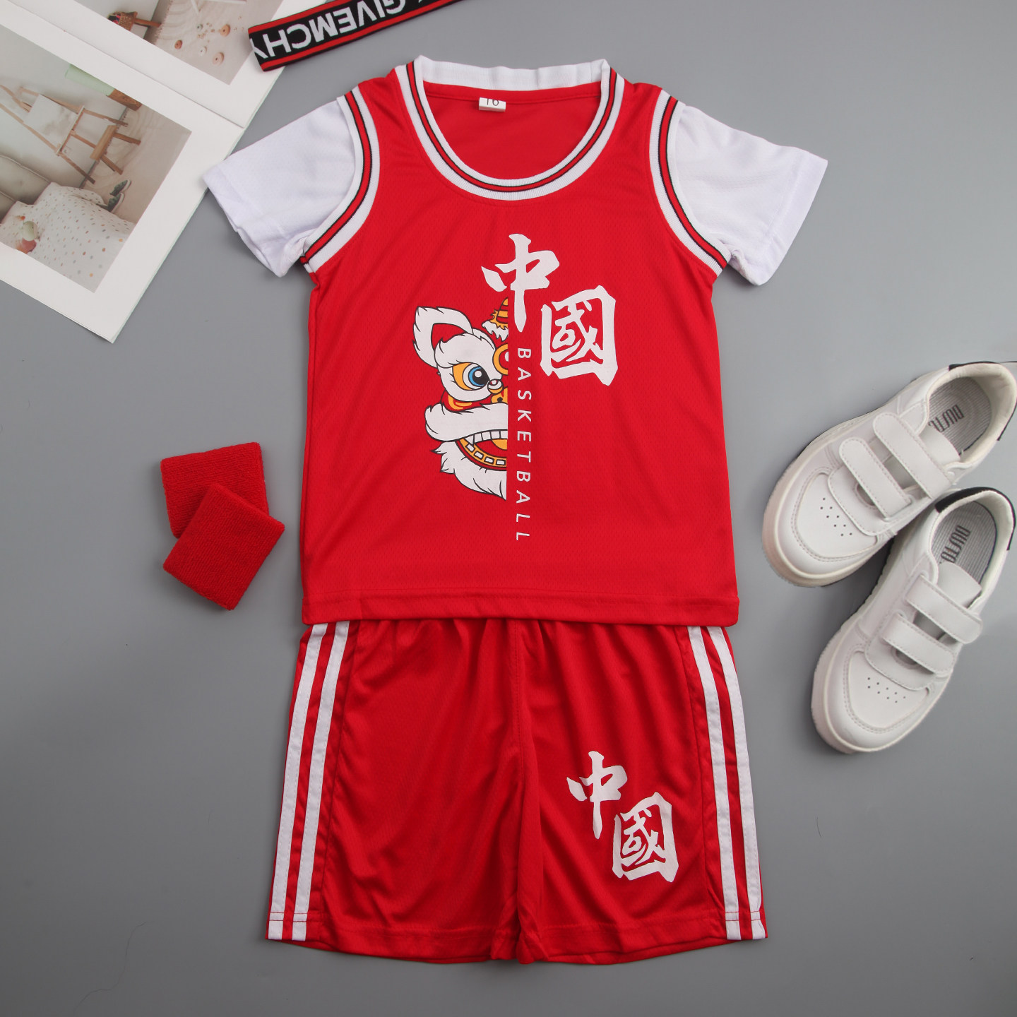 迈球六一儿童速干篮球服套装