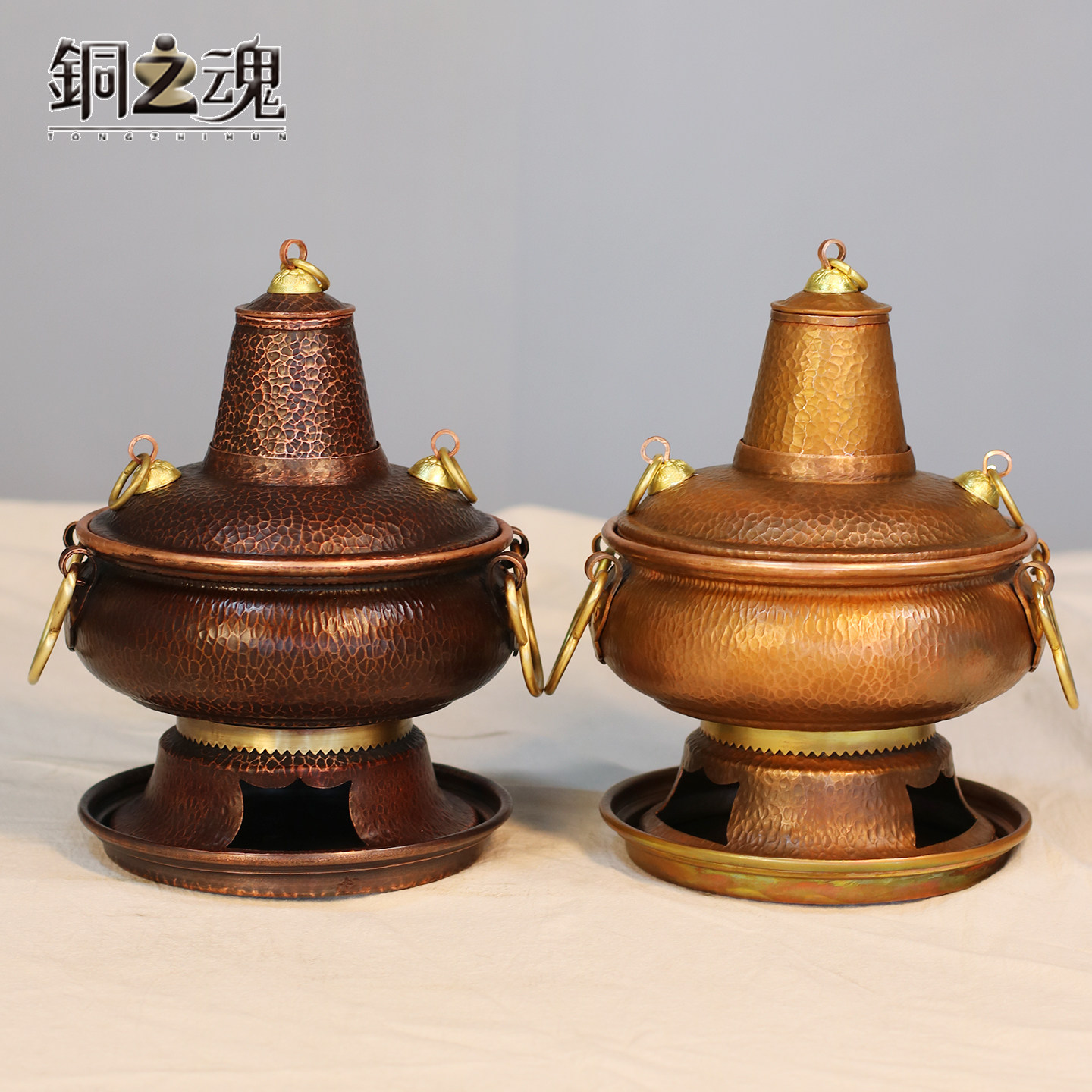 木炭铜火锅紫铜加厚家用1-2人小火锅传统木炭火锅炉复古商用