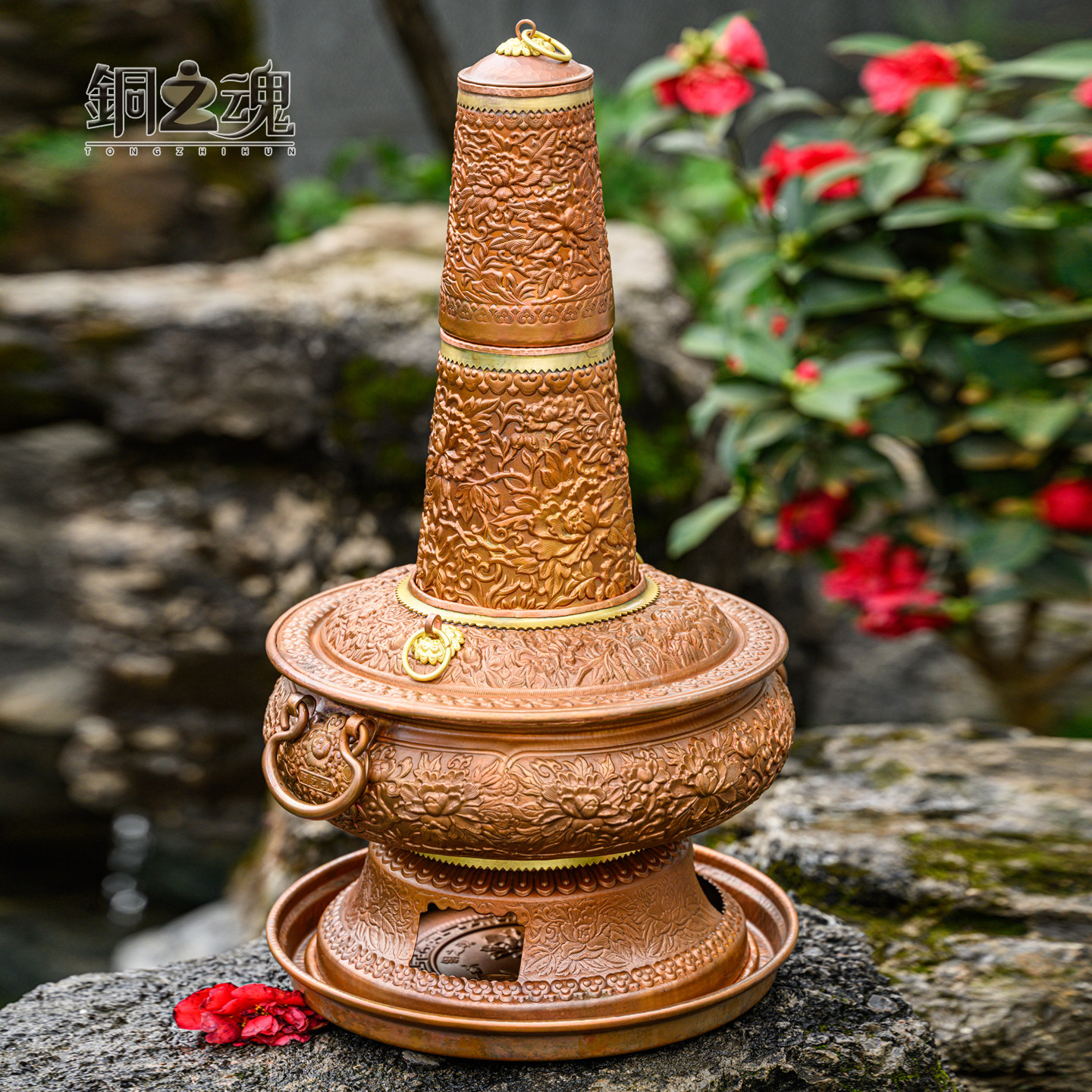 铜火锅木炭炊锅纯紫铜手工加厚商用传统老式涮肉家用暖锅大容量