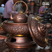 铜之魂铜火盆纯紫铜烤火烧烤炉手工加厚家用户外围炉煮茶木炭炉