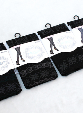 圣诞花纹丝袜黑色春秋中厚天鹅绒图案提花连裤袜打底袜女防勾丝