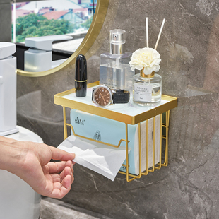 卫生间纸巾架家居轻奢置物架餐巾纸厕所放浴室厕纸盒壁挂式免打孔