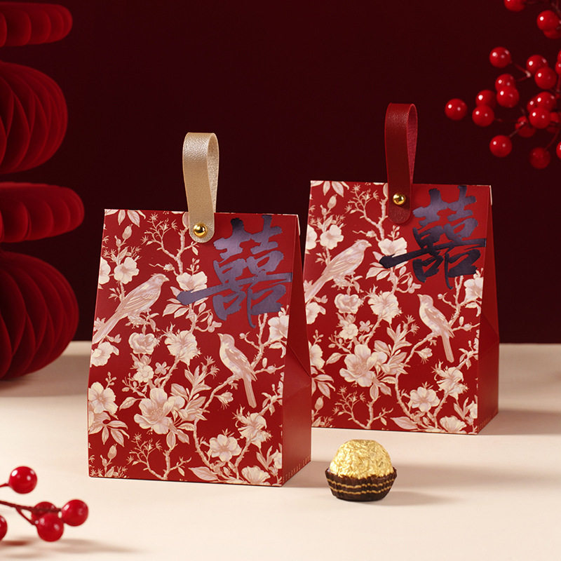 跨境新款喜糖盒中国风结婚喜糖盒子婚礼订婚宴糖果盒喜糖袋子