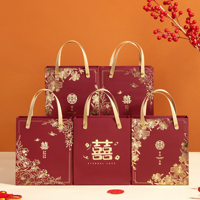 跨境新中式婚礼邀请函喜帖请柬结婚喜糖盒子手提袋套装高级感现货