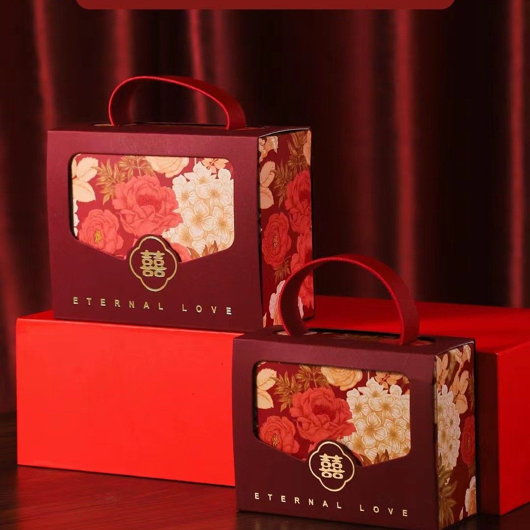 中式手提婚礼结喜糖盒现代简约风格伴手礼抽拉式创意礼物盒