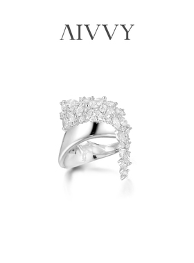 AIVVY个性小众轻奢气质礼物满镶可调节开口戒指 藤迹蔓生法则