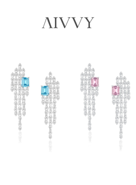 【何宣林同款】AIVVY傲蔓培育海蓝宝粉摩根宝石耳钉耳环个性轻奢