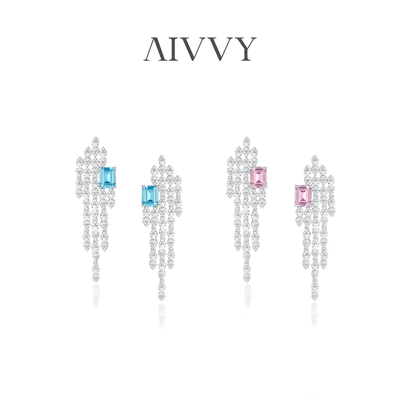 【李芊语同款】AIVVY傲蔓培育海蓝宝粉摩根宝石耳钉耳环个性轻奢