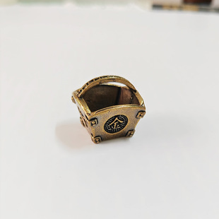 迷你复古黄铜金银满斗蓝小摆件创意公室桌面装饰品摇钱树小挂件