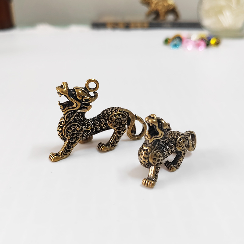 创意仿古玩黄铜复古大麒麟