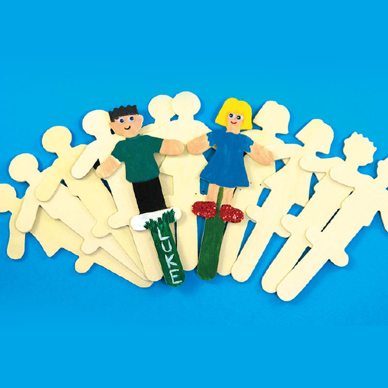 七色花幼教玩具儿童美术手工diy大木人涂鸦幼儿园美术课木人涂鸦