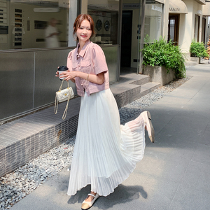 超好看独特漂亮套装裙女夏2025新款粉色国风盘扣上衣半身裙两件套图片