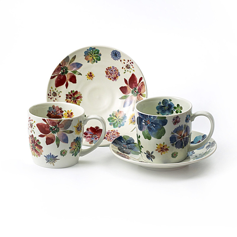 日本进口ceramic 蓝 美浓烧陶瓷餐盘马克杯咖啡杯碟2件套 彩游花|msdalam kategori pinggan mangkuk, kopi, cawan kopi - dari Buy2taobao.com untuk memberikan perkhidmatan ejen Taobao profesional membeli