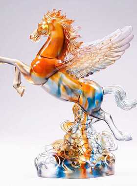 马到成功办公室摆件琉璃招财高档