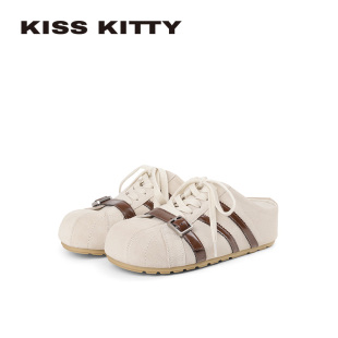 包头德训一脚蹬拖鞋 新款 羊皮垫 女外穿26春季 KISSKITTY厚底勃肯鞋