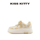 呼呼专享 KISSKITTY女鞋 子厚底小白鞋 新款 拼色运动休闲板鞋