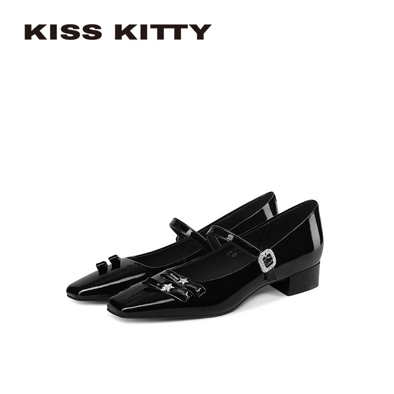 KISSKITTY玛丽珍鞋26年春季新款小方头高跟鞋法式粗跟皮带扣单鞋,女鞋,玛丽珍鞋,淘宝优惠券,粉丝福利购,淘宝优惠卷