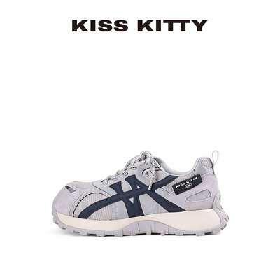 KISSKITTY拼色阿甘鞋女2026春新款网面厚底运动鞋休闲板鞋德训鞋