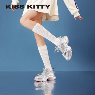 KISSKITTY老爹鞋女款2026春季新款女鞋厚底增高休闲鞋百搭运动鞋