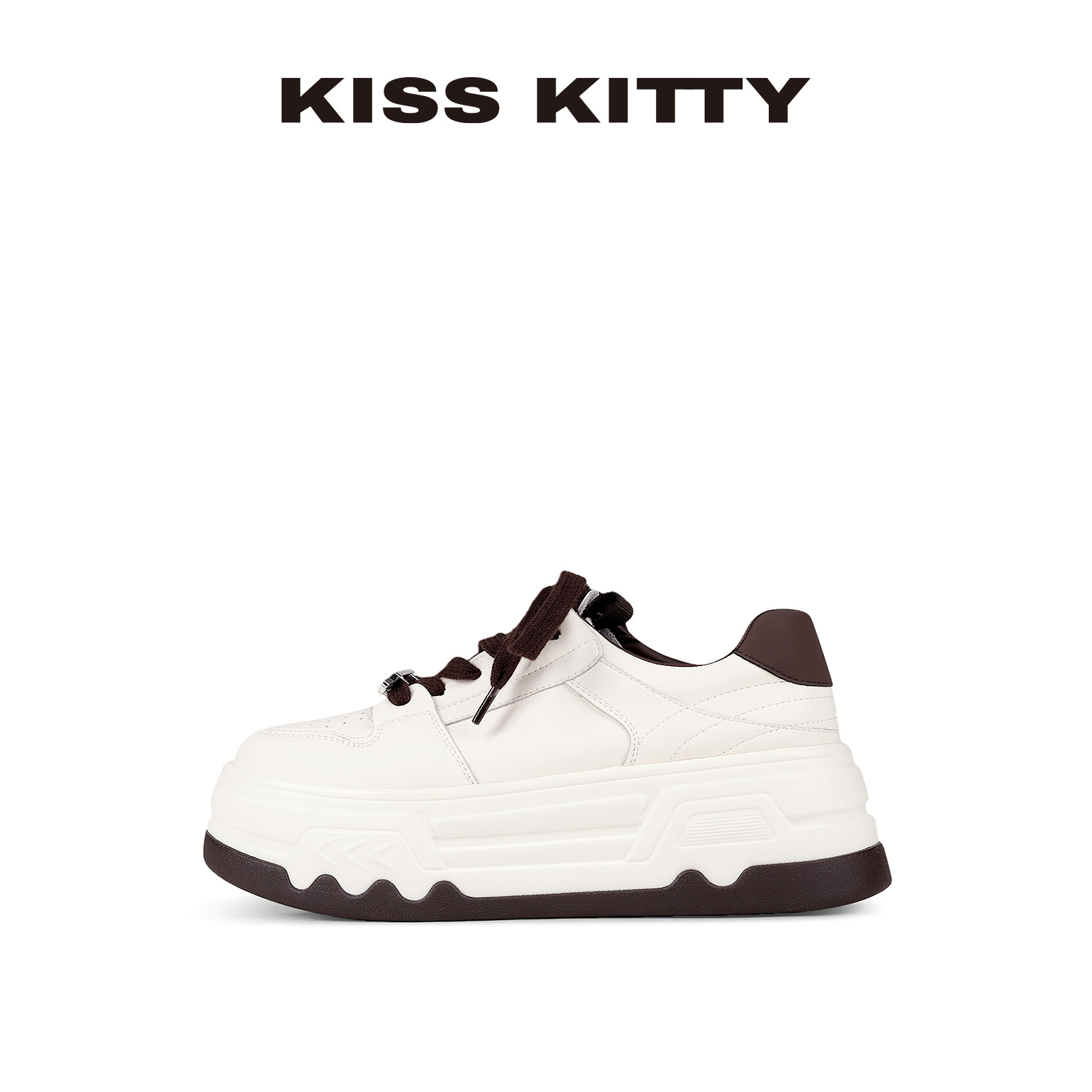 KISSKITTY厚底增高小白鞋女款2025年冬季新款时尚休闲拼色板鞋