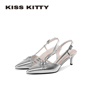 【呼呼专享】KISSKITTY法式细跟凉鞋26夏季新款尖头高跟鞋不累脚
