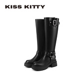 KISSKITTY骑士靴女2025秋季 新款 高筒靴粗跟百搭显瘦增高女长靴