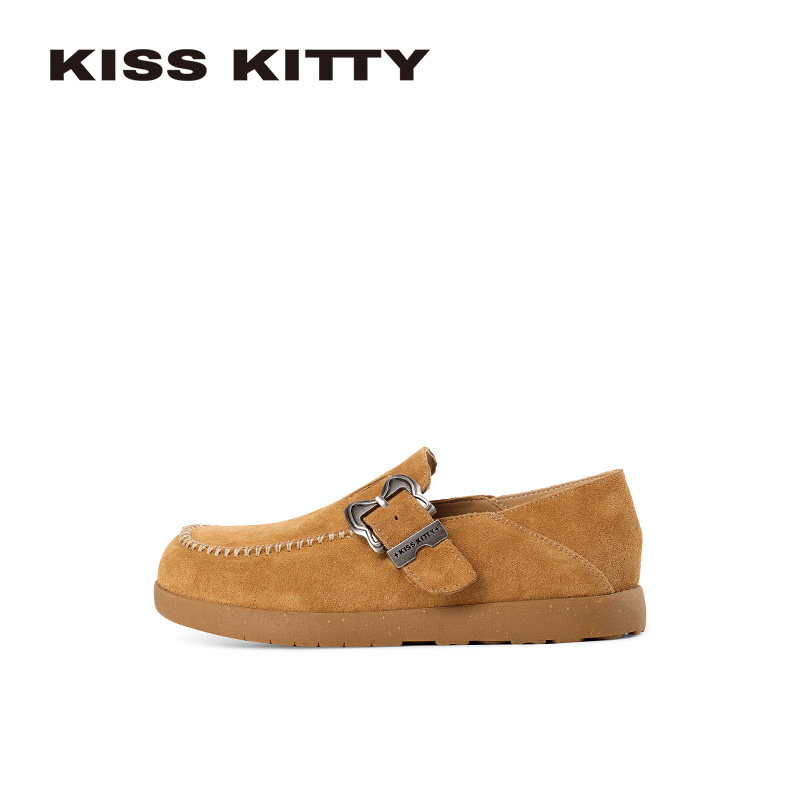 KISSKITTY慵懒便士 厚底勃肯鞋女豆豆单鞋两穿软底乐福鞋羊皮垫