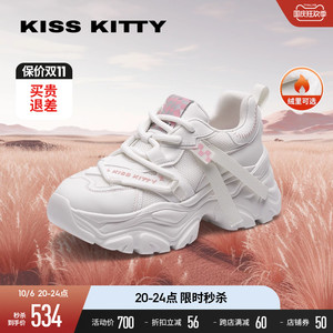 KISSKITTY厚底老爹鞋秋季新款运动女鞋保暖鞋时尚百搭增高休闲鞋