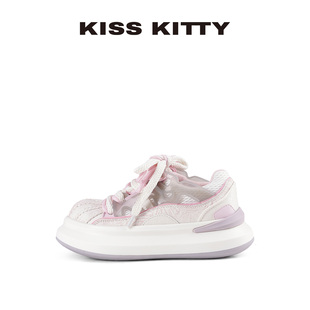 KISSKITTY女运动休闲鞋软底不累脚2026年春新款粉色厚底百搭女鞋